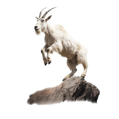 Wall Mural - a Mountain Goat, Oreamnos americanus, in motion in various positions, full body, Nature -themed, photorealistic illustrations in a PNG, cutout, and isolated. Generative AI