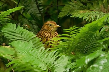 Canvas Print - bird perched among the foliage of a verdant forest