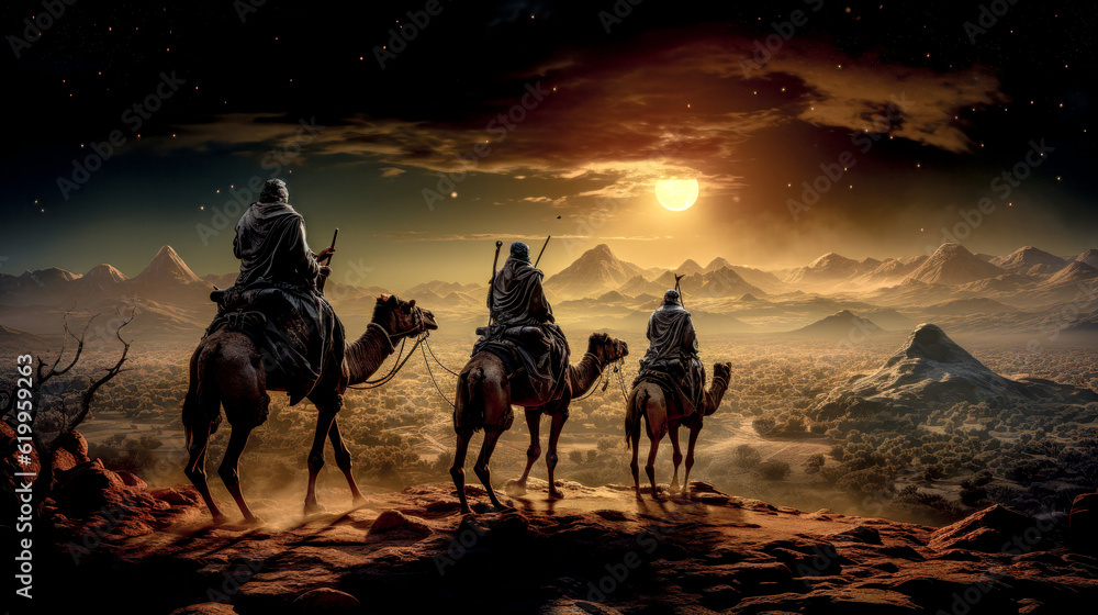 Epiphany Bethlehem Three Wise Men on their Way to Bethlehem Mary and ...