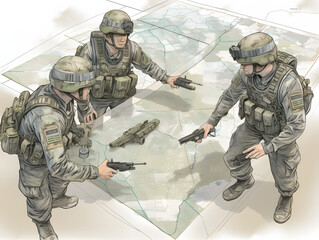 Illustration of Soldiers in Camouflage