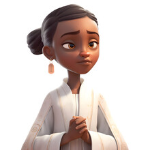 Portrait Of A Pretty Young African American Woman Wearing A White Kimono