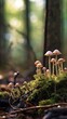 Mushroom in the forest. AI generated art illustration.