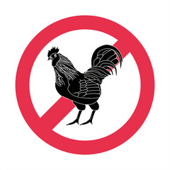 Wall Mural -  illustration for a sign prohibiting chickens from entering the area