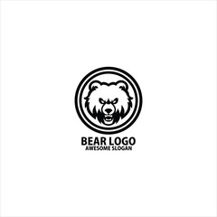 Wall Mural - bear head line art logo design symbol