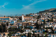 Panoramic landscape of the Albaicin neighborhood seen from the Alhambra. Granada, Spain.