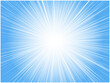 鮮やかに発光する太陽光線イメージの集中線背景_ブルー