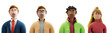 © CUPCO - 3D illustration of smiling people close up portraits set on white background.