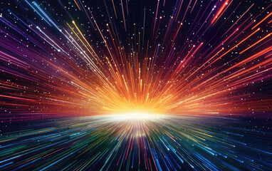 Wall Mural - Sparkling Shimmering Rays Abstract Background 