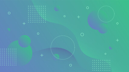Wall Mural - Modern Abstract Background with Motion Waves Retro Memphis and Blue Green Tosca Gradient Color