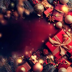 Christmas background with christmas gifts decoration