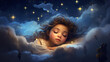 An attractive little girl sleeping in the clouds. Created with Generative AI
