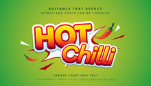 Premium Vector, Editable Hot Red Yellow Text Effect. Spicy Chili Food Graphic Style 