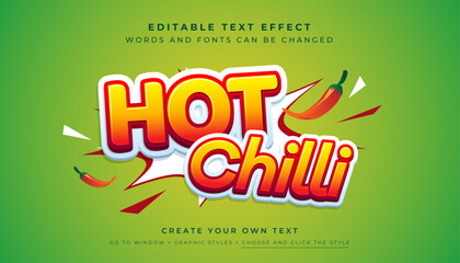 Wall Mural - premium vector, editable hot red yellow text effect. spicy chili food graphic style