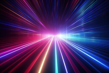 Wall Mural - abstract futuristic background with pink blue glowing neon moving high speed wave lines and bokeh li