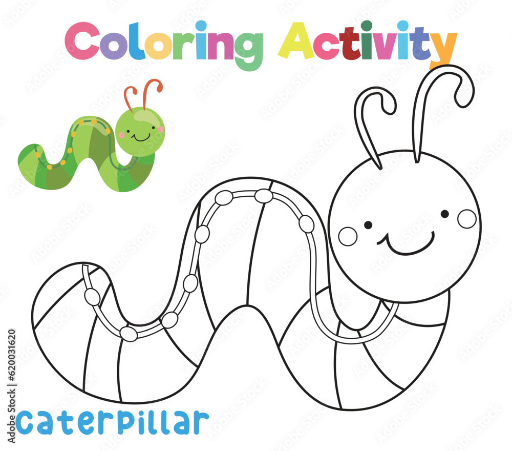 Coloring a cute caterpillar. A colouring page of the insect. Coloring ...