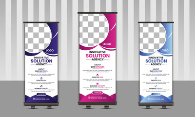 Innovative solution agency business rollup banner design.