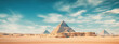 Panorama of the area with the great pyramids of Giza, Egypt. Generative AI