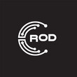 © designhill - ROD letter technology logo design on black background. ROD creative initials letter IT logo concept. ROD setting shape design.