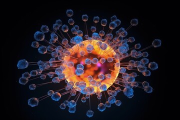 Wall Mural - atomic nucleus electrons neutrons protons. model shows that an atom is mostly empty space, with elec
