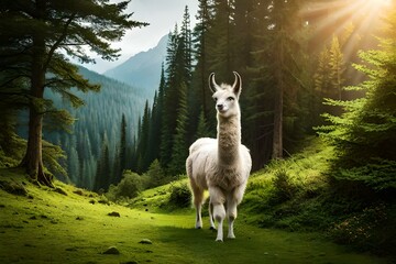 Wall Mural - llama in the mountains