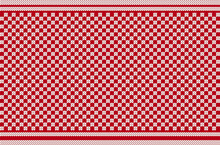 Knitted Checkered Seamless Ornament. Red Knit Pattern. Christmas Texture. Holiday Fair Isle Traditional Background. Xmas Festive Print. Geometric Sweater Border. Vector Illustration.