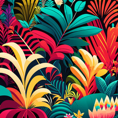 Wall Mural - Seamless pattern with tropical leaves. Vector illustration. EPS 10