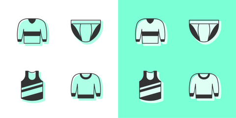 Poster - Set Sweater, Undershirt and Men underpants icon. Vector