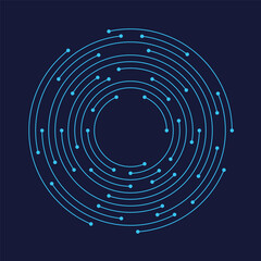 Wall Mural - technology circle design. technology vector background with small circles and curves. letter o blue 