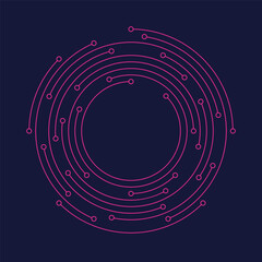 Wall Mural - technology circle design. technology vector background with small circles and curves. letter o pink 