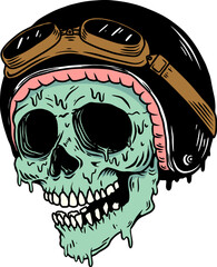 Sticker - Zombie biker. Dead racer. Design element for t shirt, poster, card, emblem