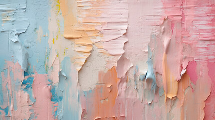 Granular Paint on Brick Wall: Textural Delight in Pastel-Colored Wallpaper