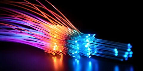 Wall Mural - bundle of fiber optic cables. optical fiber cable colorful illustration created using generative ai 