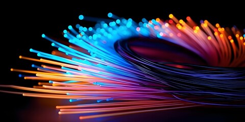 Wall Mural - bundle of fiber optic cables. optical fiber cable colorful illustration created using generative ai 