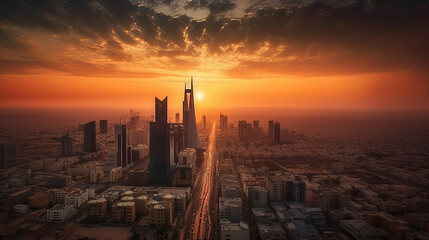 Wall Mural - Majestic Sunset Over Riyadh