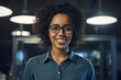 © Rafa Fernandez - Young african american woman Working as Engineer or Scientist in Technology Research Facility. AI Generative