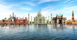 Collage of India monuments heritage sites landmarks and tours and travel destinations.