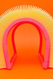 Fototapeta Tęcza - An abstract image of the air new filter. Orange background