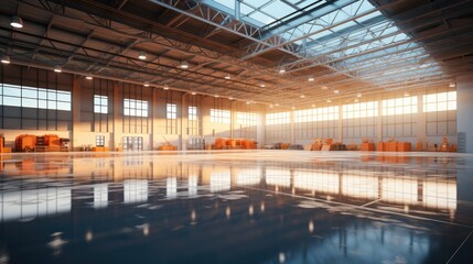 Aufkleber - Huge distribution warehouse with high shelves, Large industrial warehouse.