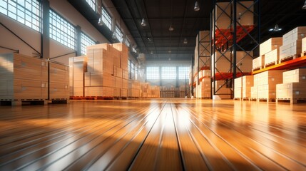 Aufkleber - Huge distribution warehouse with high shelves, Large industrial warehouse.
