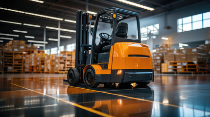 Aufkleber - Autonomous guided robot AGV system robotic arm carry cardboard box at warehouse logistic, Smart industry production factory transport Future Technology.