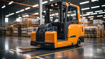 Aufkleber - Autonomous guided robot AGV system robotic arm carry cardboard box at warehouse logistic, Smart industry production factory transport Future Technology.