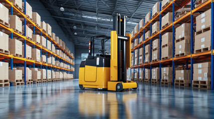 Leinwandbilder - Automatic machine working to transferring product and parcel in smart distribution warehouse, Autonomous delivery is robotic.