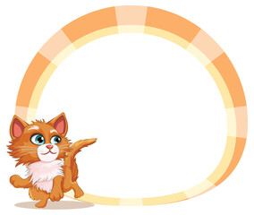 Wall Mural - Cute cat on empty circle banner