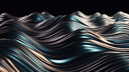 Dark silver wavy liquid metal abstract background