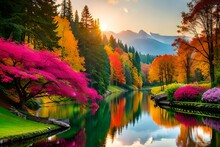 Autumn Landscape With Lake And Trees Generated Ai