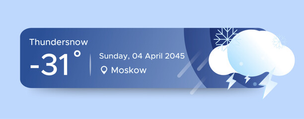 Wall Mural - thunder snow weather widget ui design. beauty mobile weather app. professional web design, full set 