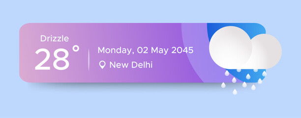 Wall Mural - drizzle weather widget ui design. beauty mobile weather app. professional web design, full set of el