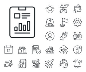 Wall Mural - analysis chart or sales growth sign. salaryman, gender equality and alert bell outline icons. report