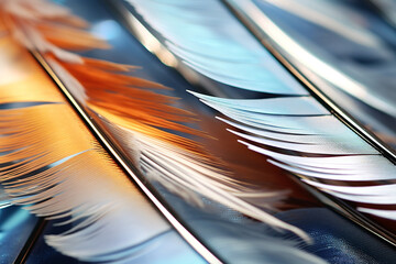 Poster - colorful feathers background as beautiful abstract wallpaper, generative ai