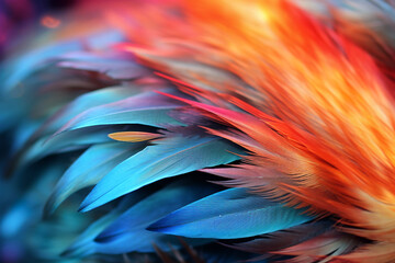 Wall Mural - colorful feathers background as beautiful abstract wallpaper, generative ai